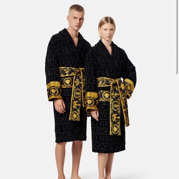 Versace Black and Gold Baroque Robe - Picture 1 of 5